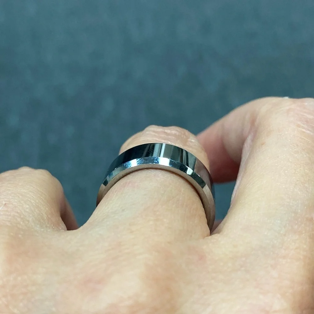 Tungsten Wedding Band Beveled Edges Comfort fit